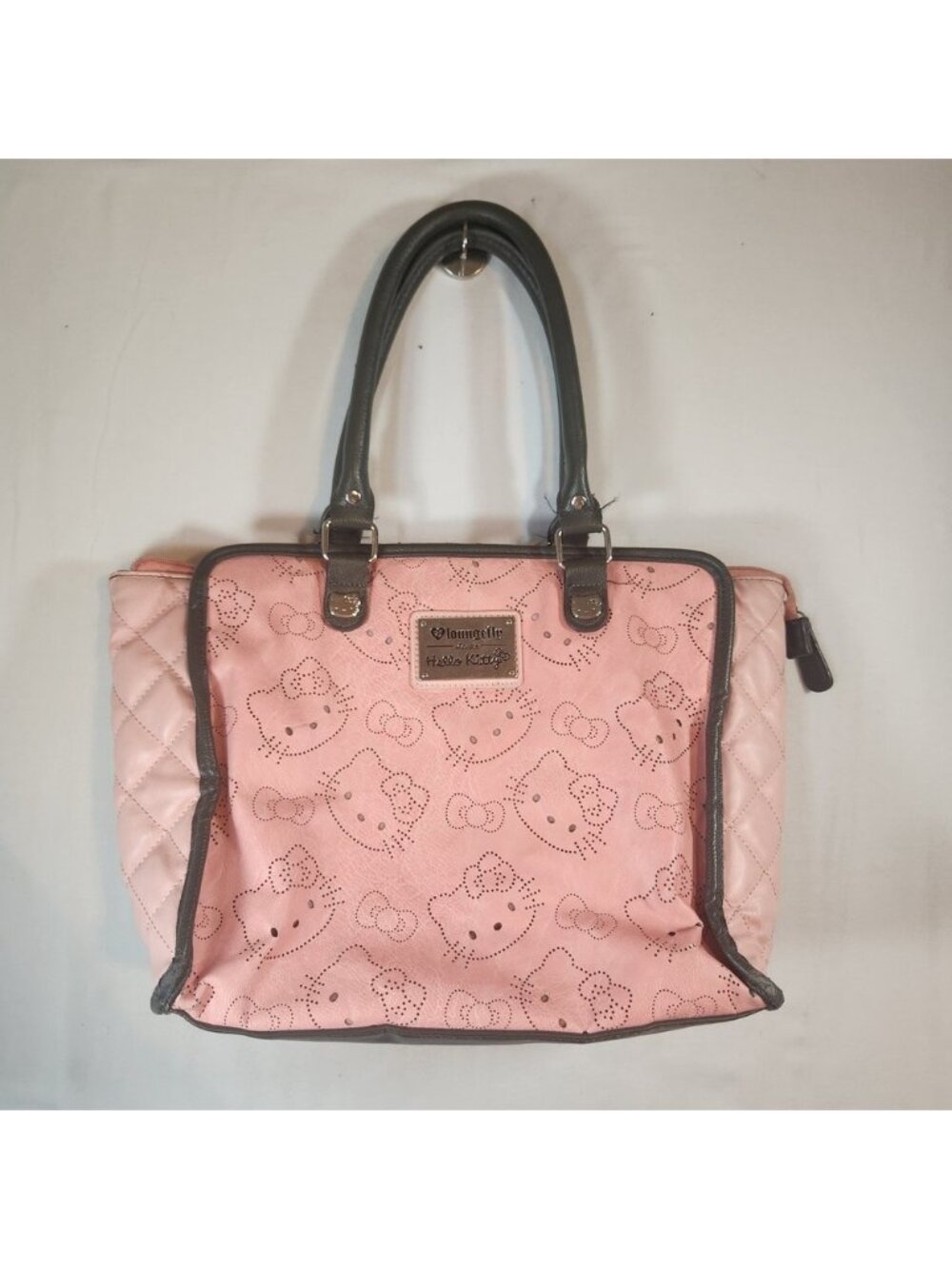 Loungefly Hello Kitty Pink Perforated Quilted Faux Leather Tote Bag Handbag